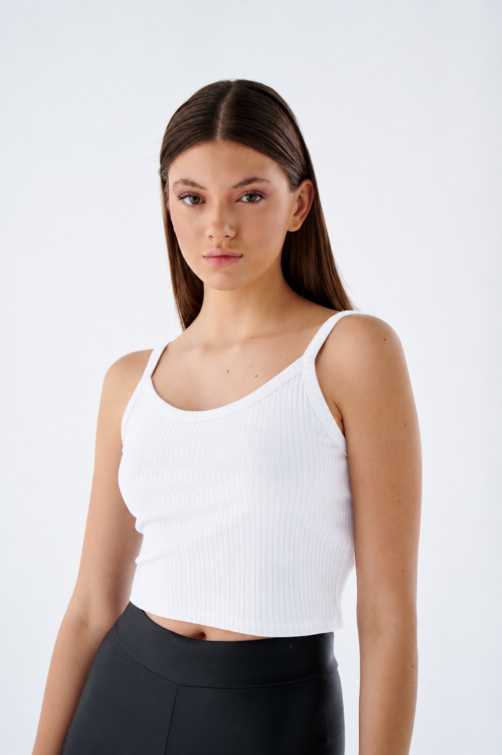 Damen Tank Crop Top - Trägern - Figurbetontes Rippshirt