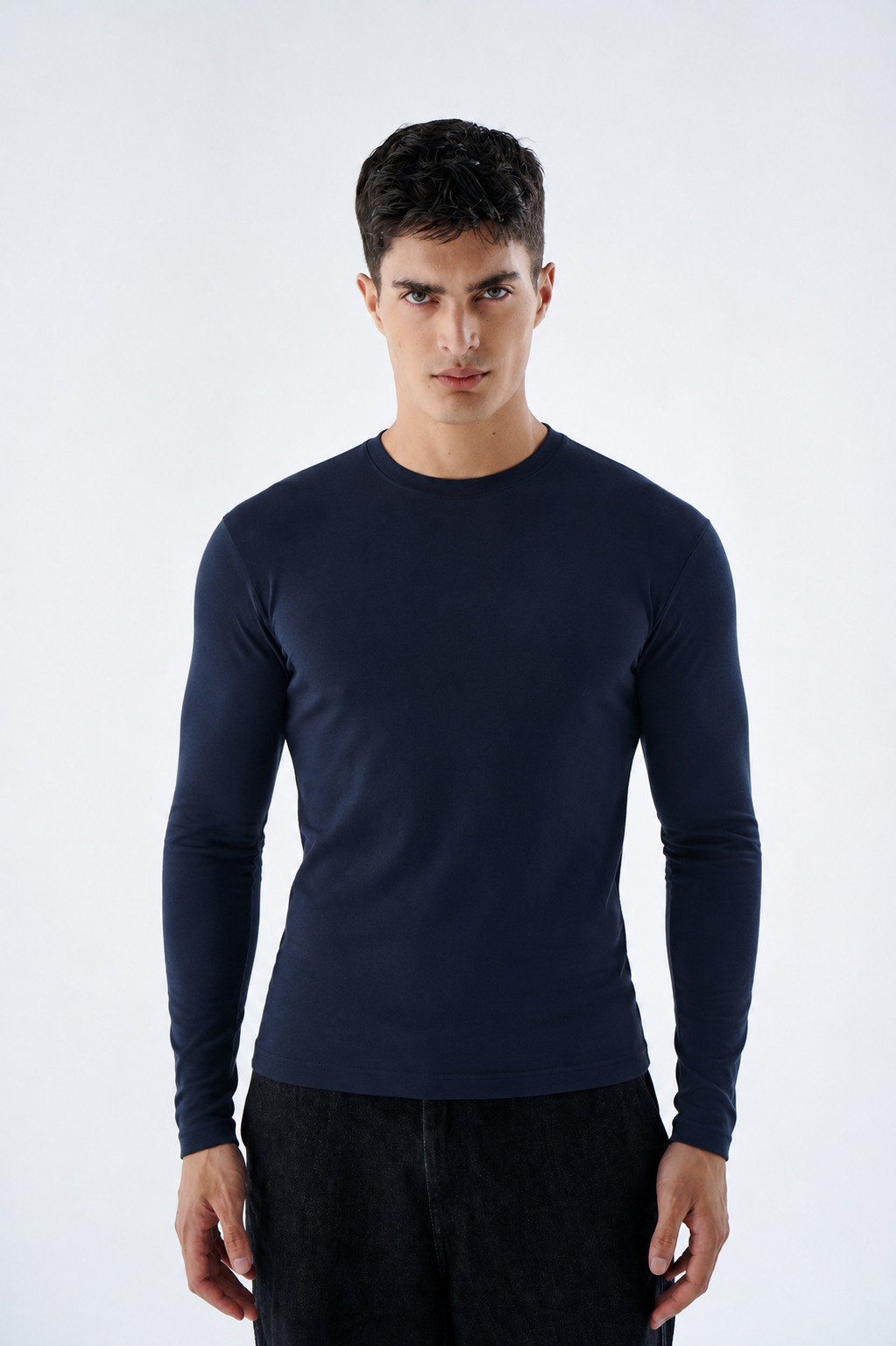 Herren Slim Fit Longsleeve aus Baumwollmix