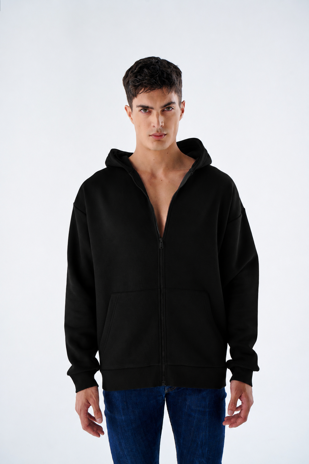 Herren Heavyweight Zip Hoodie mit Reißverschluss aus Baumwollmix