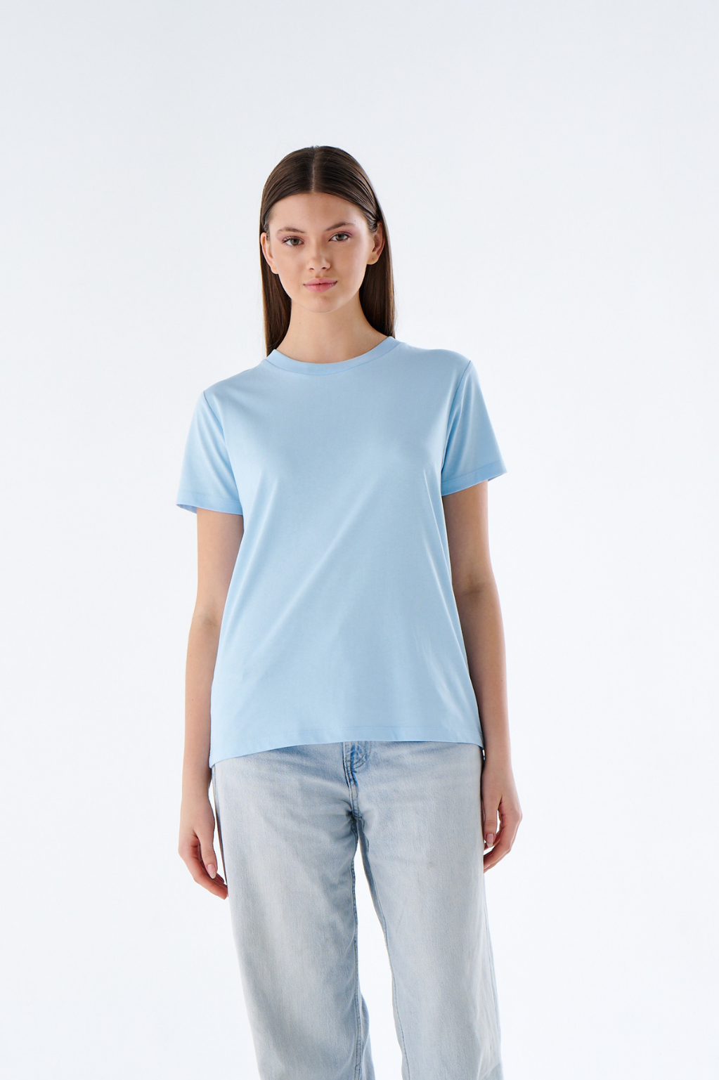 Damen Basic T-Shirt mit Rundhals