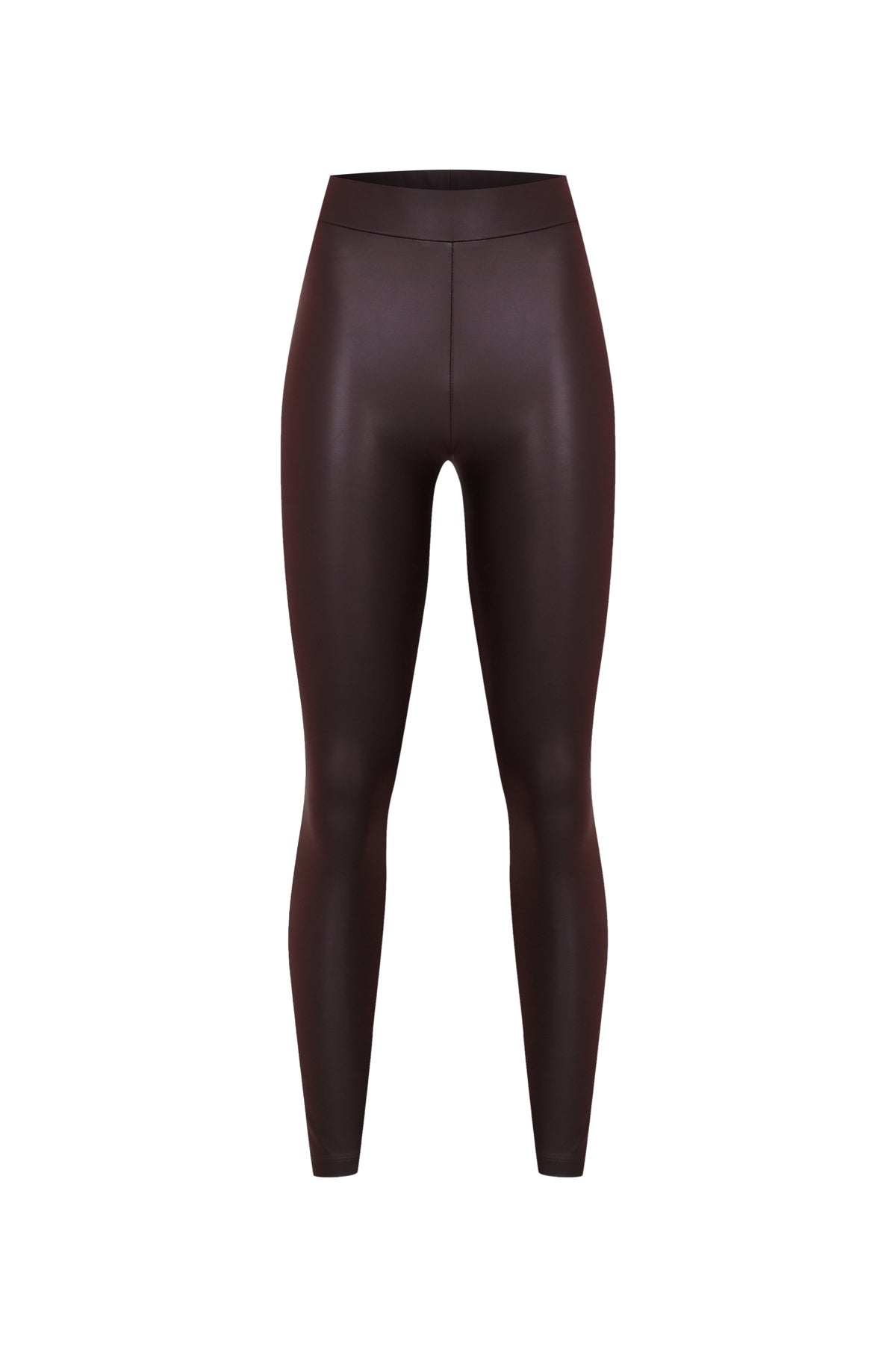 Damen High Waist Kunstleder Leggings im Lederlook