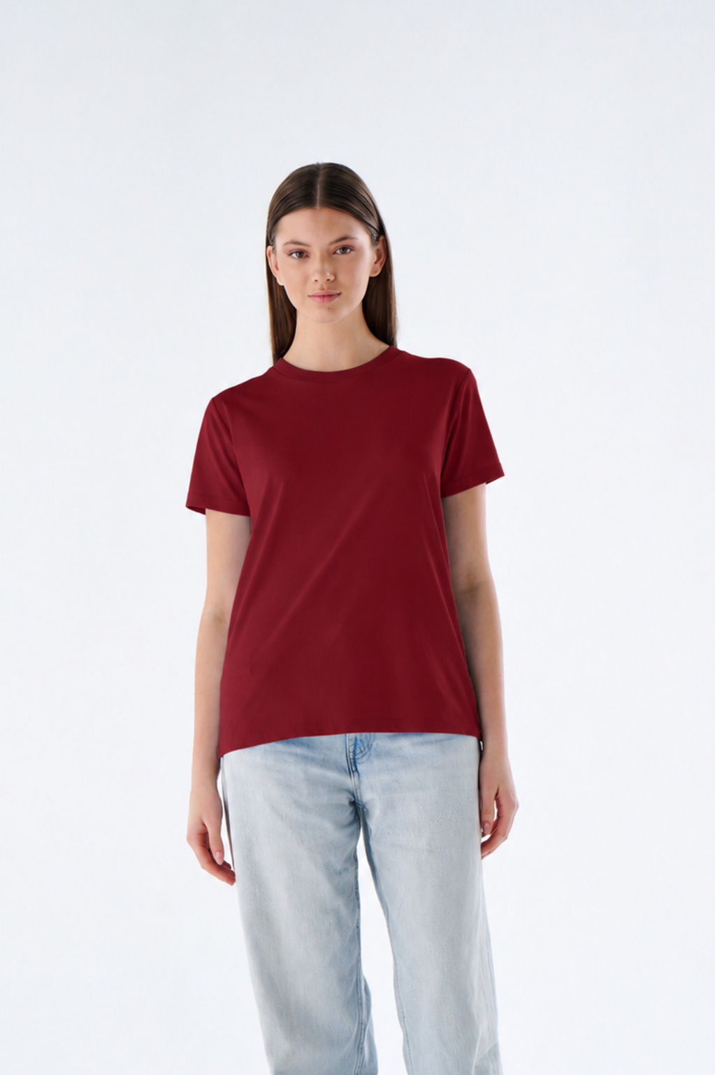 Damen Basic T-Shirt mit Rundhals