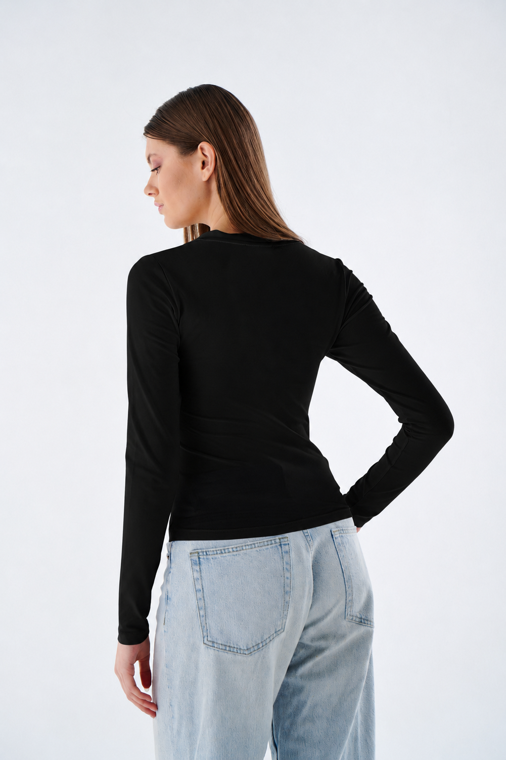 Damen Langarmshirt mit V-Ausschnitt