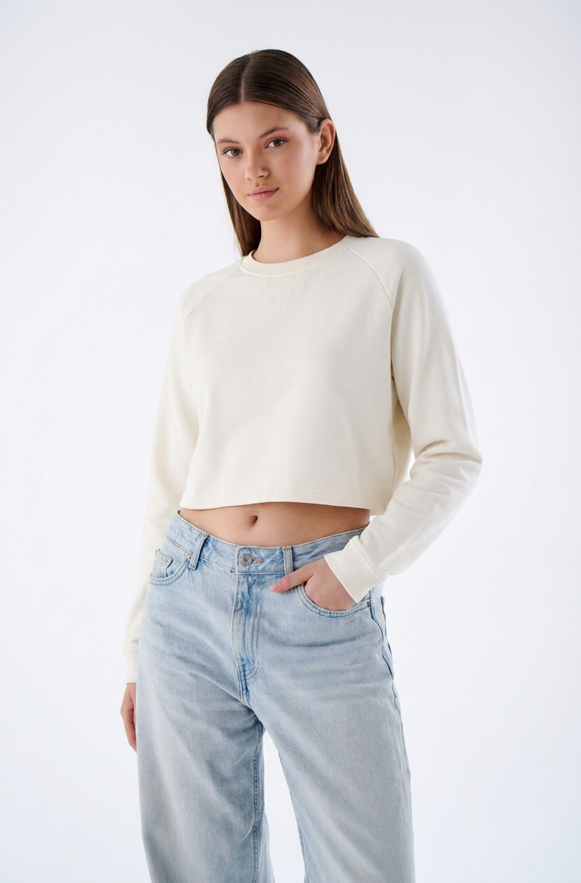 Damen Heavyweight Crop Sweatshirt aus Baumwollmix