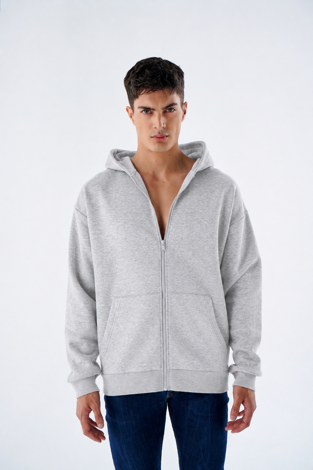 Herren Heavyweight Zip Hoodie mit Reißverschluss aus Baumwollmix