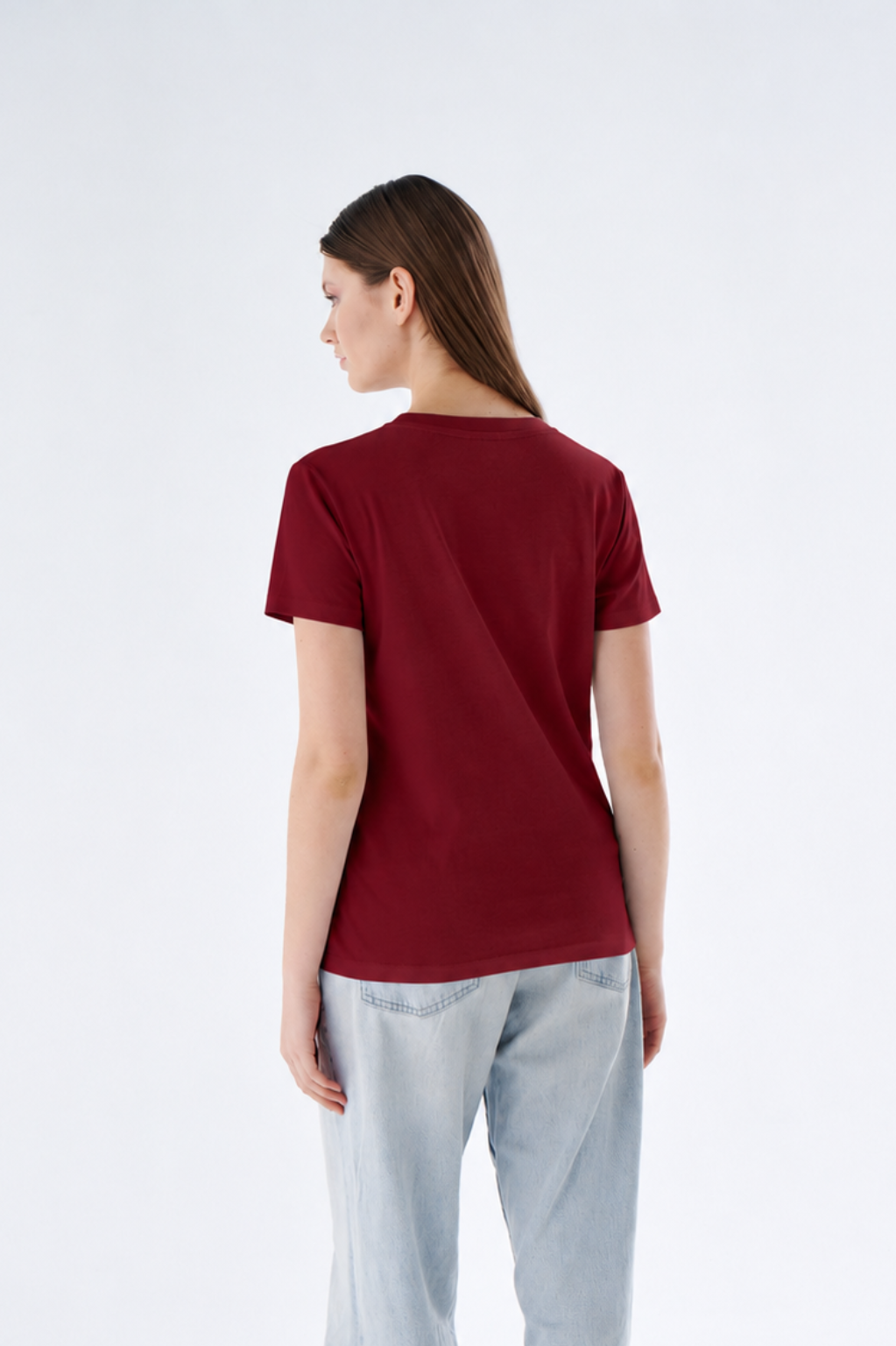 Damen Basic T-Shirt mit Rundhals