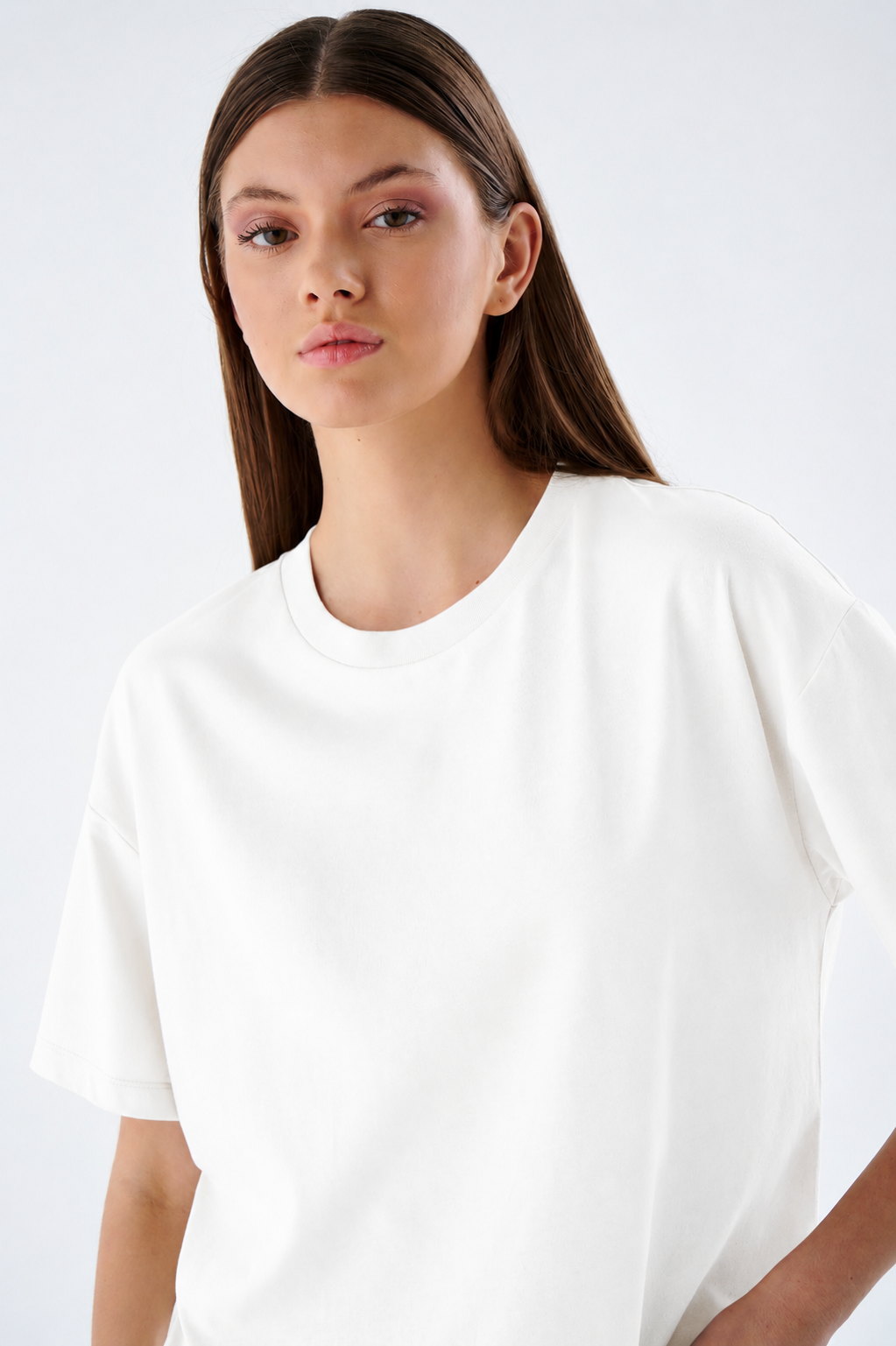 Damen Oversize T-Shirt mit Rundhals aus 100 % Baumwolle