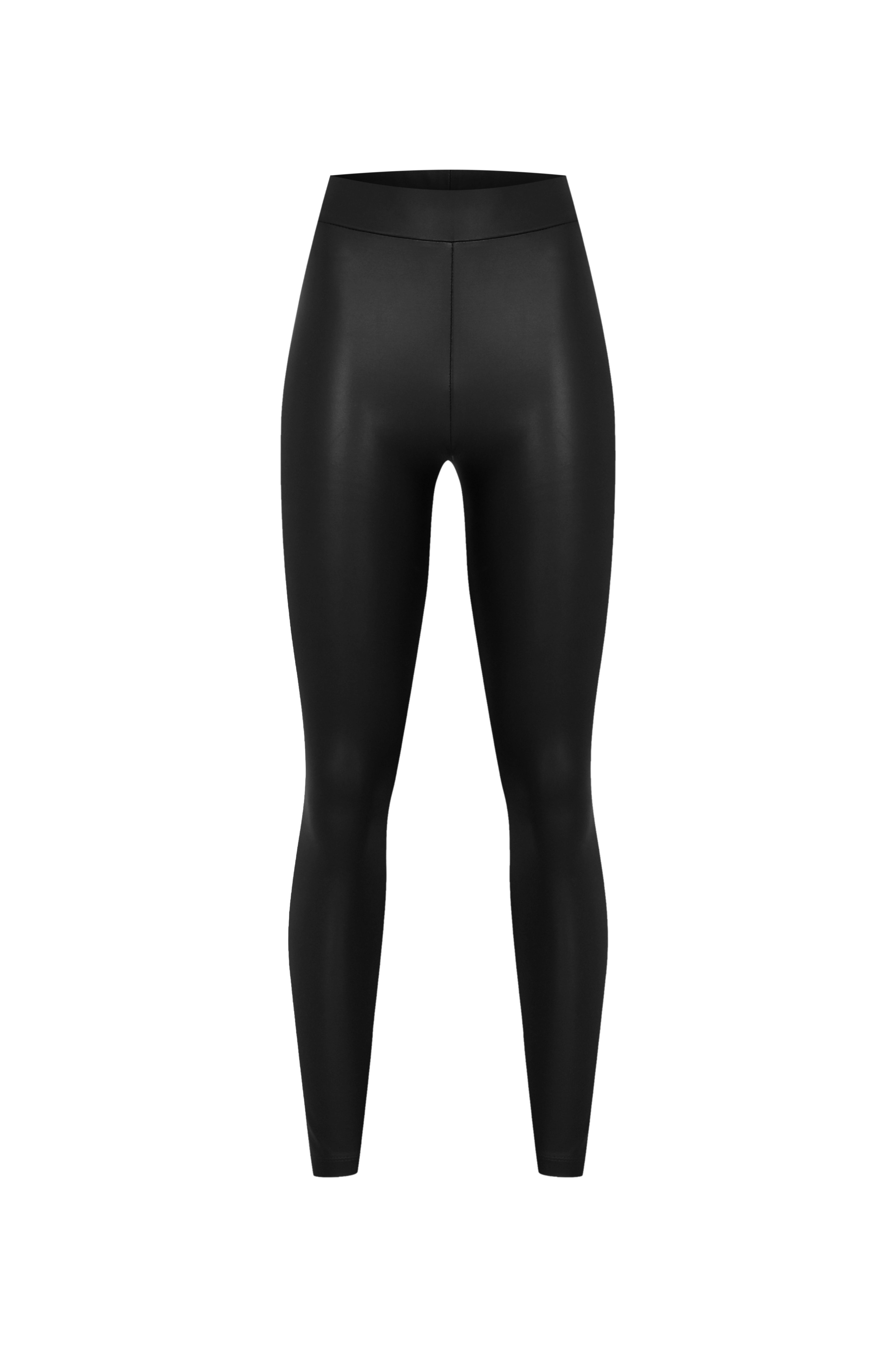 Damen High Waist Kunstleder Leggings im Lederlook