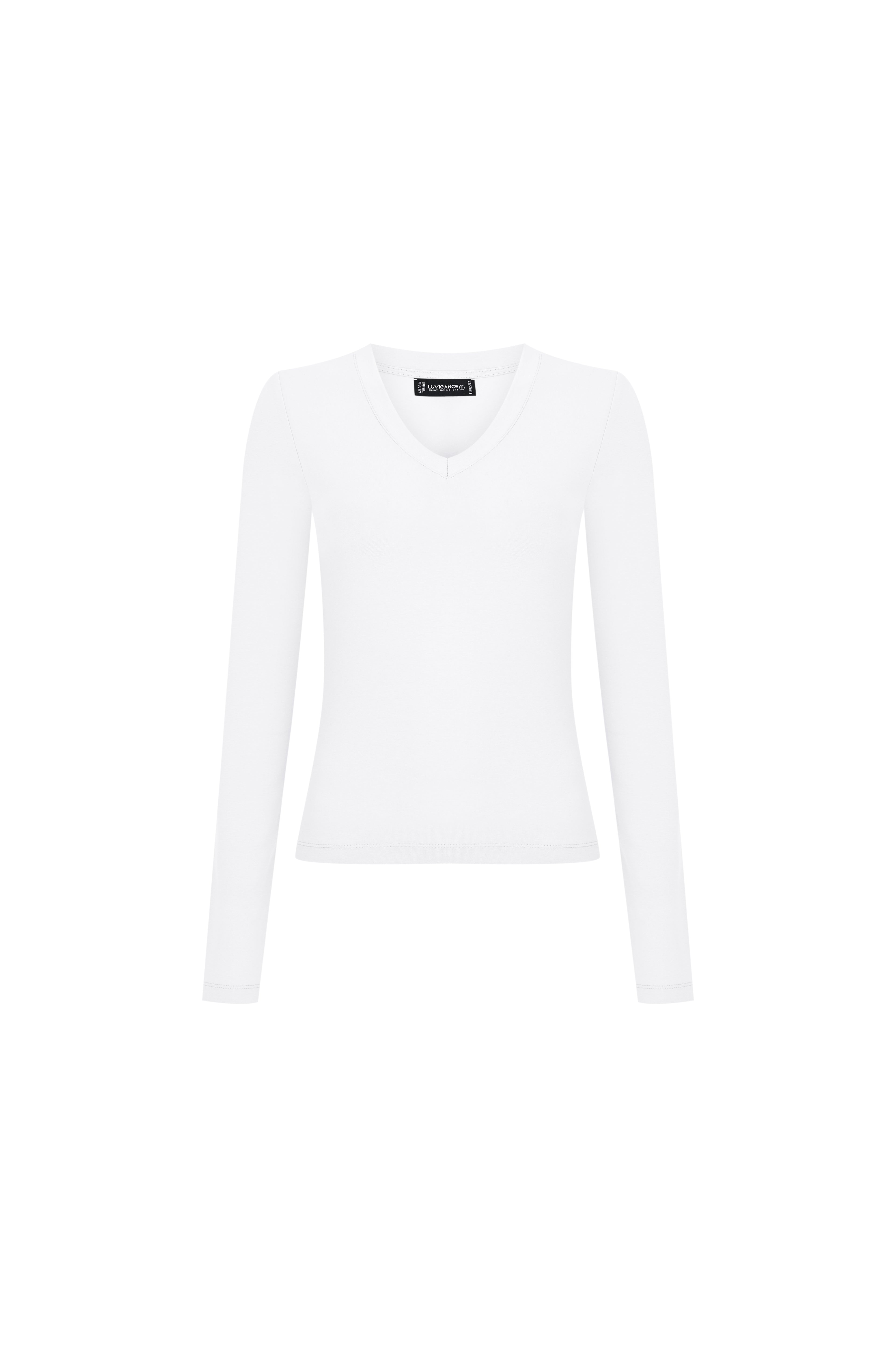 Damen Langarmshirt mit V-Ausschnitt