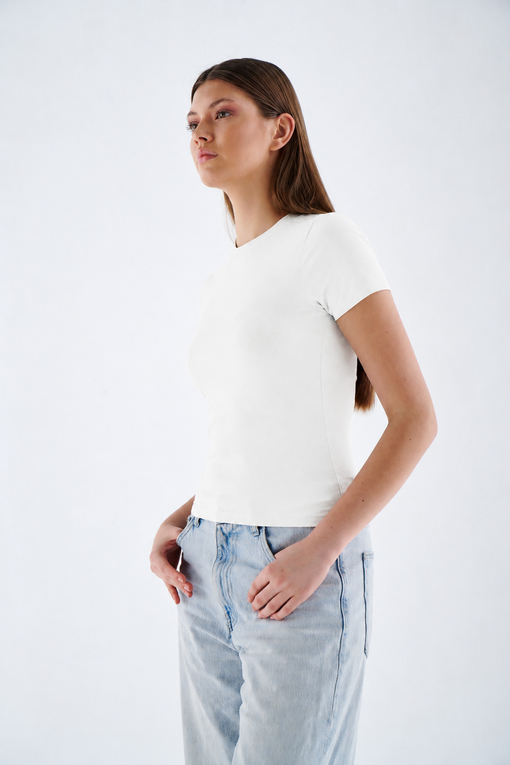 Damen T Shirt - Rundhalsausschnitt - Kurzarm figurbetont für Alltag Büro & Freizeit