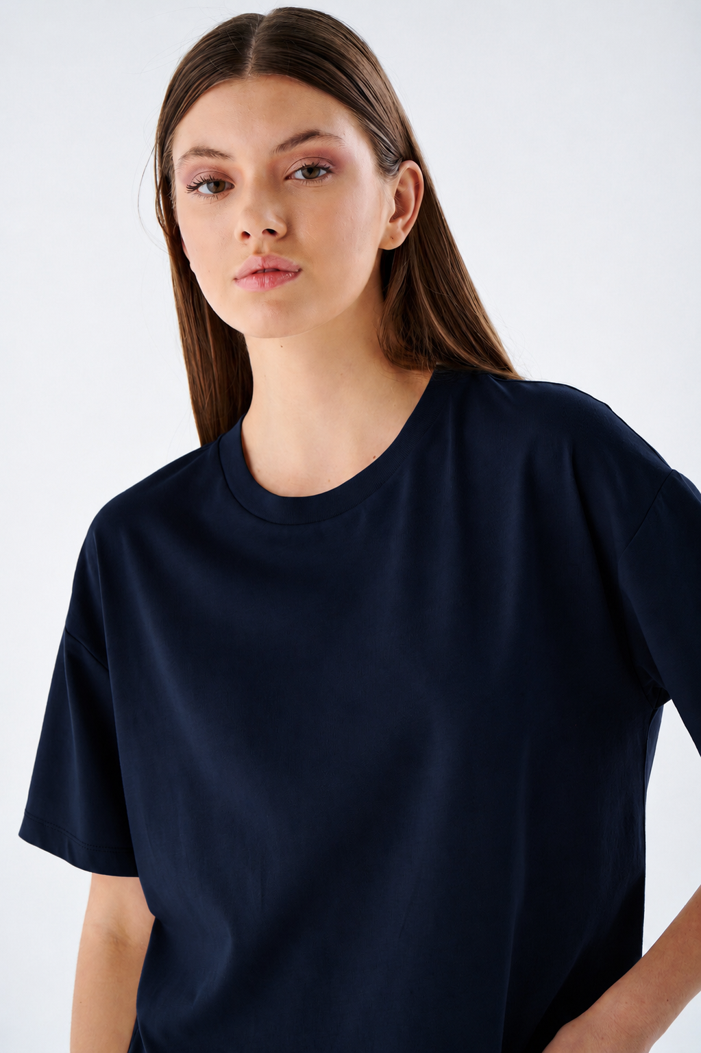 Damen T-Shirt - Rundhals Oversize  - 100% Baumwolle - Kurzarm für Alltag Freizeit & Büro
