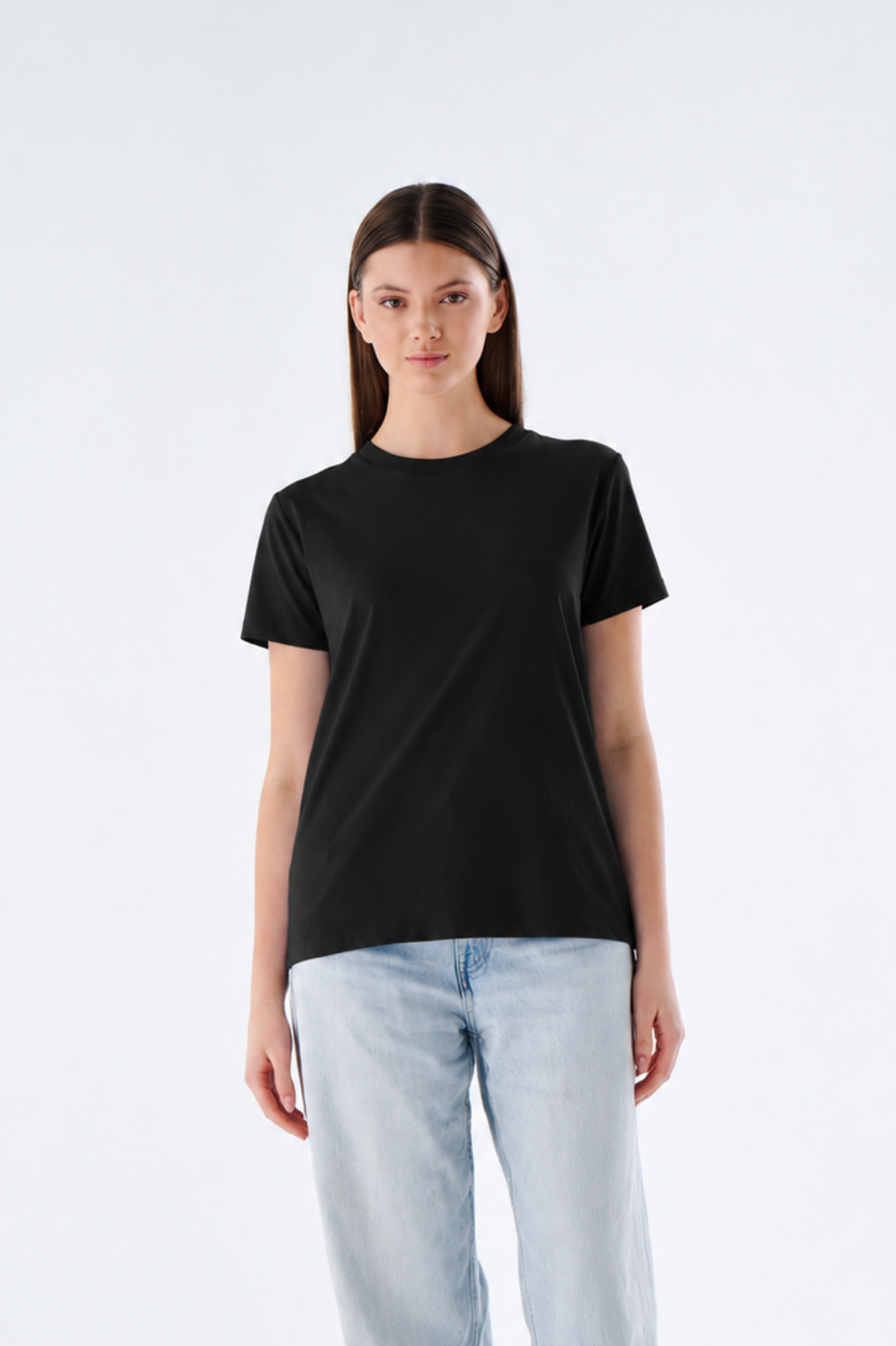 Damen Basic T-Shirt mit Rundhals