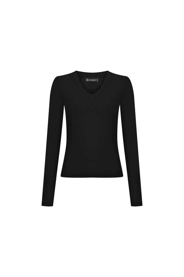 Damen Langarmshirt mit V-Ausschnitt