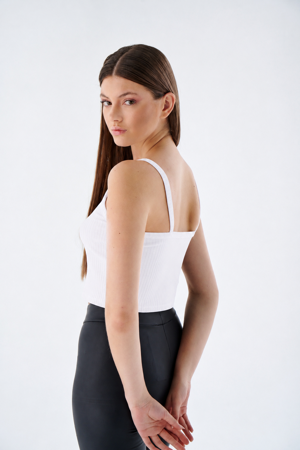 Damen Tank Crop Top - Trägern - Figurbetontes Rippshirt