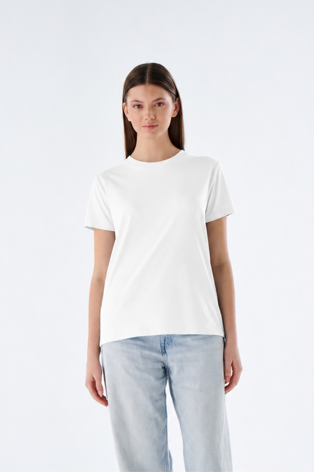 Damen Basic T-Shirt mit Rundhals