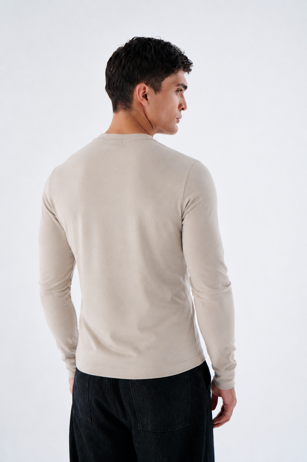 Herren Slim Fit Longsleeve aus Baumwollmix