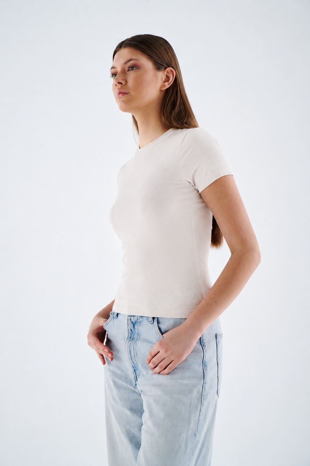 Damen T Shirt - Rundhalsausschnitt - Kurzarm figurbetont für Alltag Büro & Freizeit