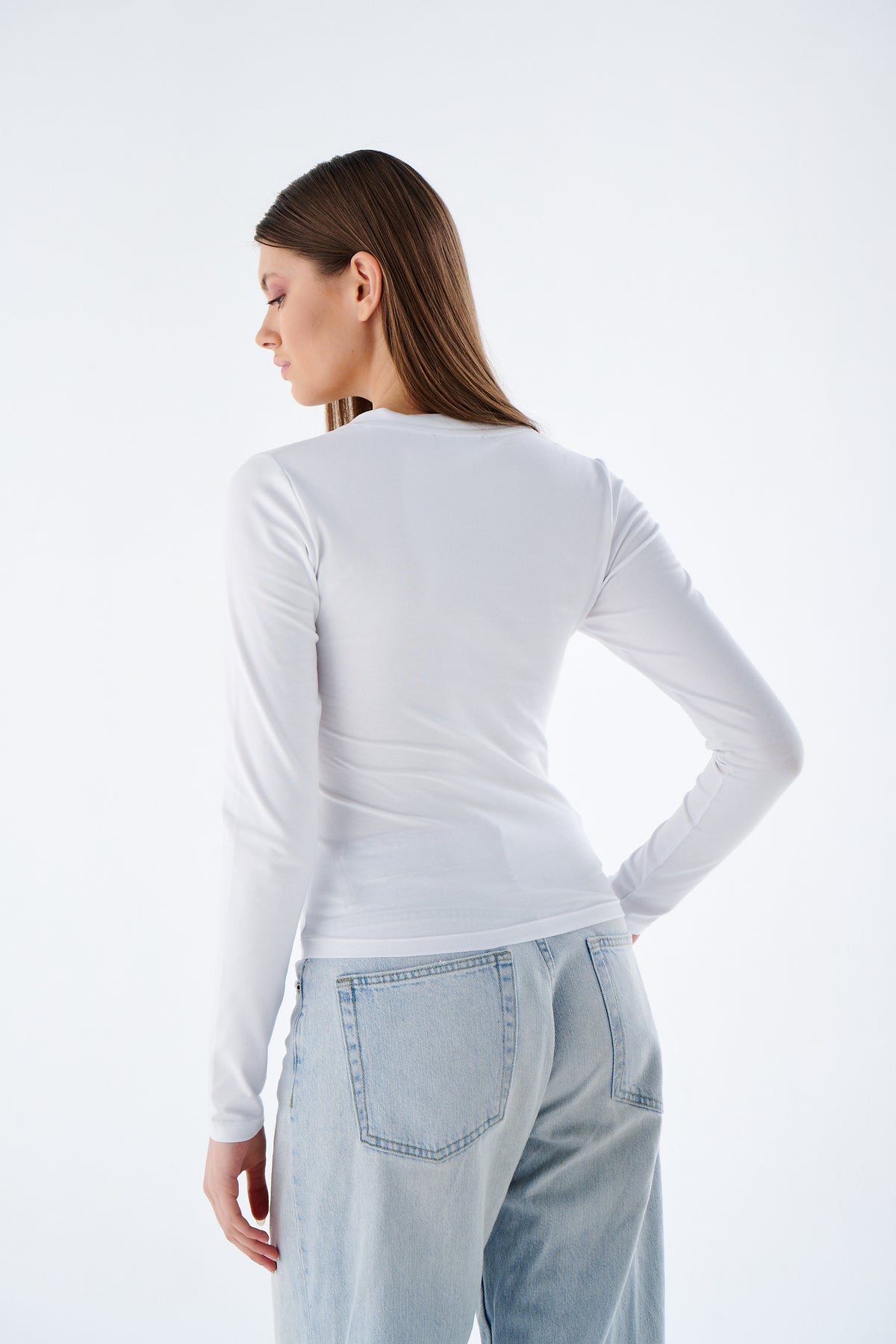Damen Langarmshirt mit V-Ausschnitt