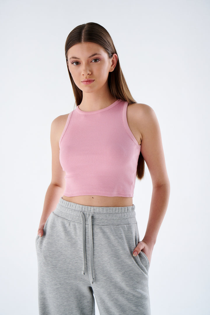 Luvigance Damen Tank Top - mit Rundhals figurbetontem Schnitt in Rippstrick