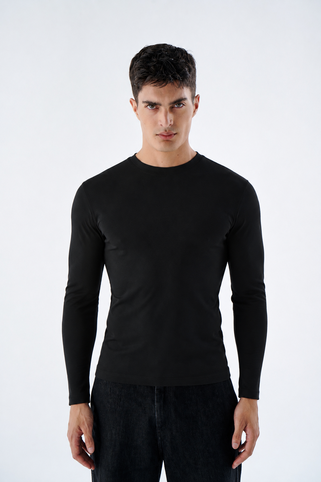Herren Slim Fit Longsleeve aus Baumwollmix