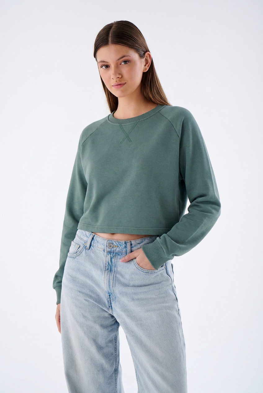 Damen Heavyweight Crop Sweatshirt aus Baumwollmix