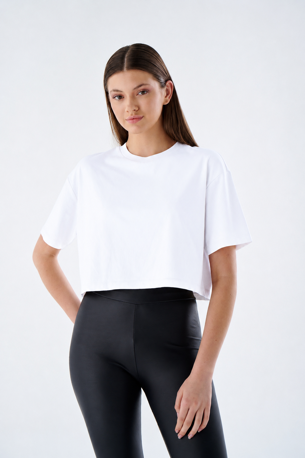 Crop Top Damen - 100% Baumwolle - Bauchfrei T-Shirt Kurzarm