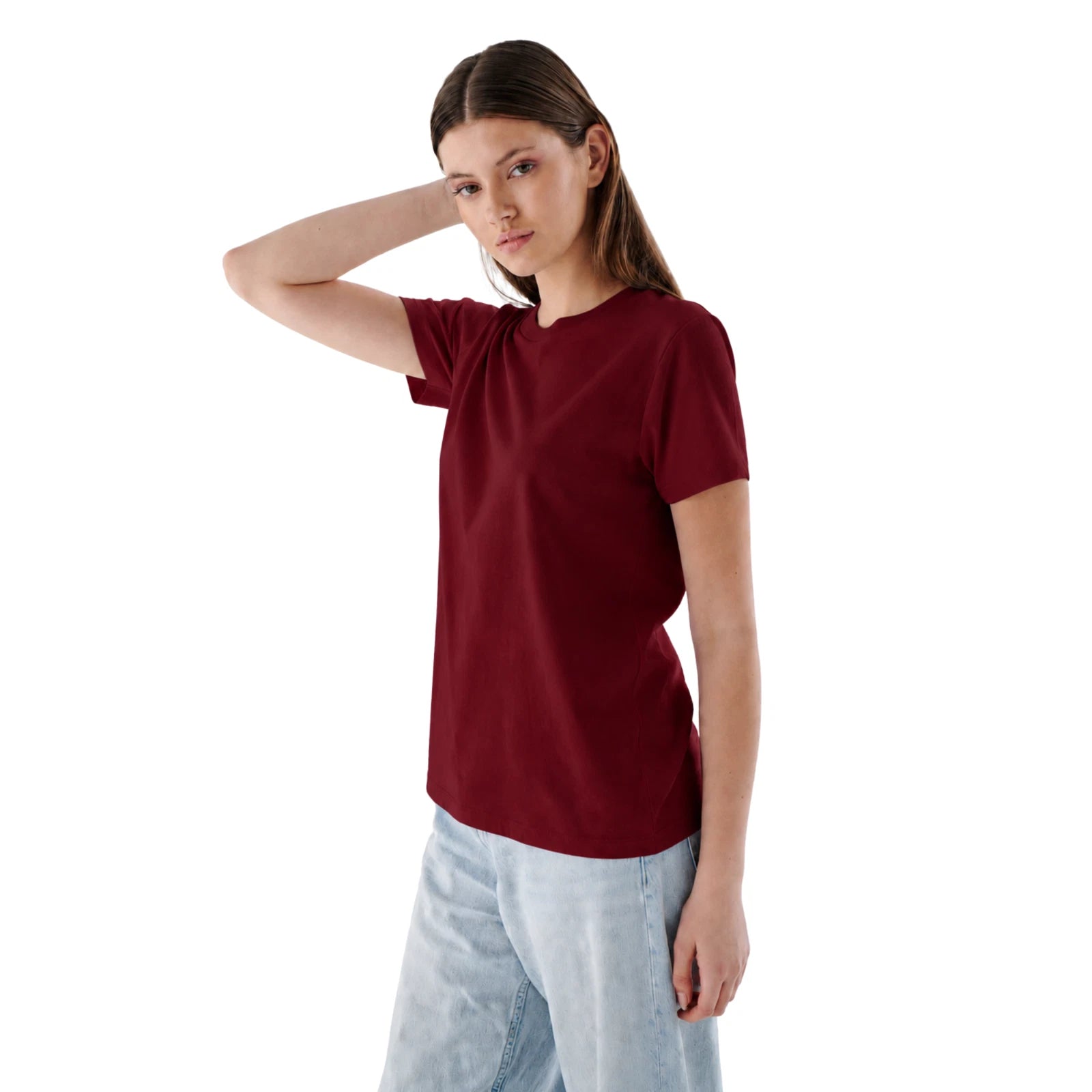 Damen Basic T-Shirt aus 100 % Jersey-Baumwolle mit Rundhals