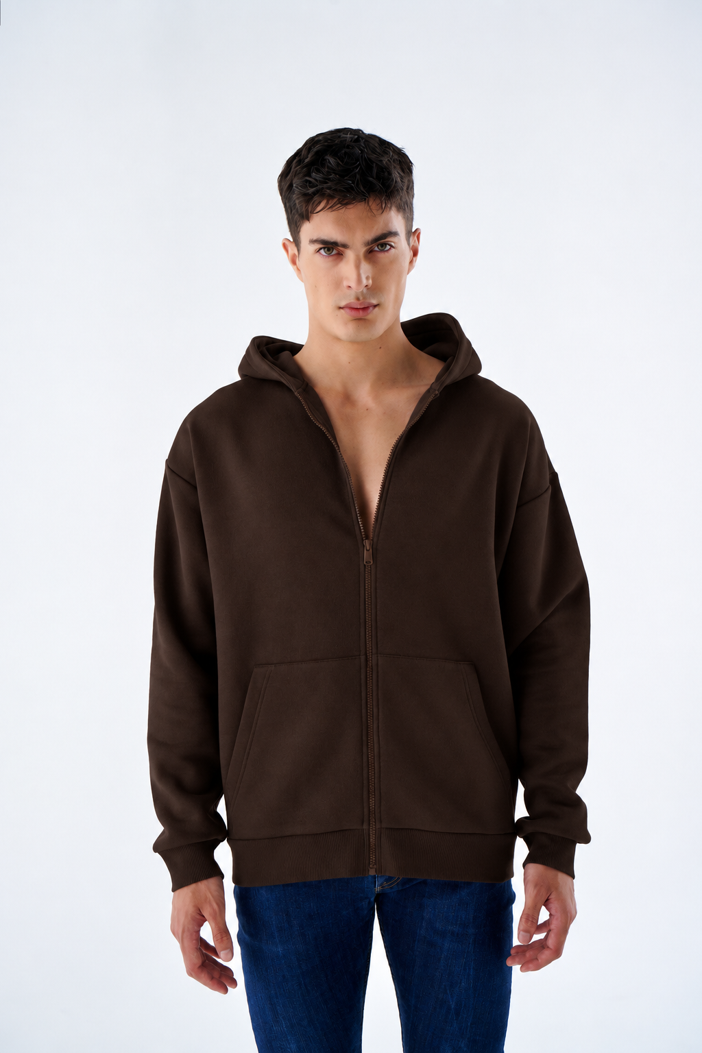 Herren Heavyweight Zip Hoodie mit Reißverschluss aus Baumwollmix