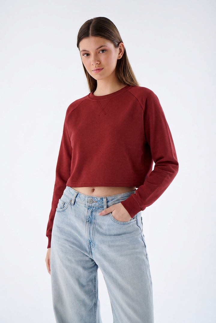 Damen Heavyweight Crop Sweatshirt aus Baumwollmix