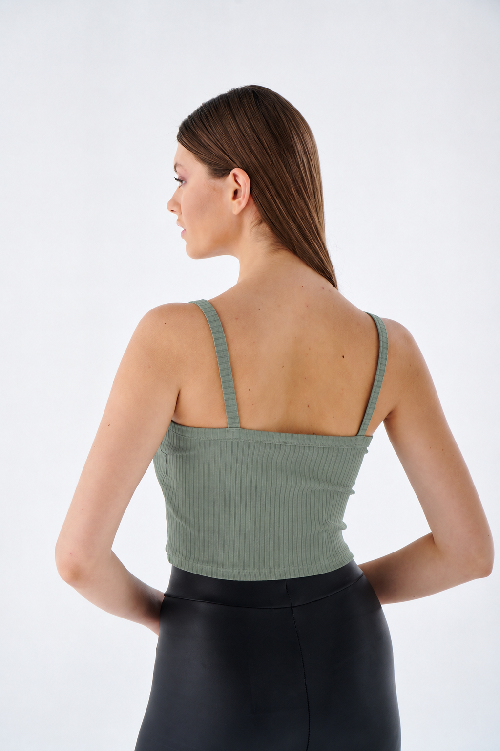Damen Tank Crop Top - Trägern - Figurbetontes Rippshirt