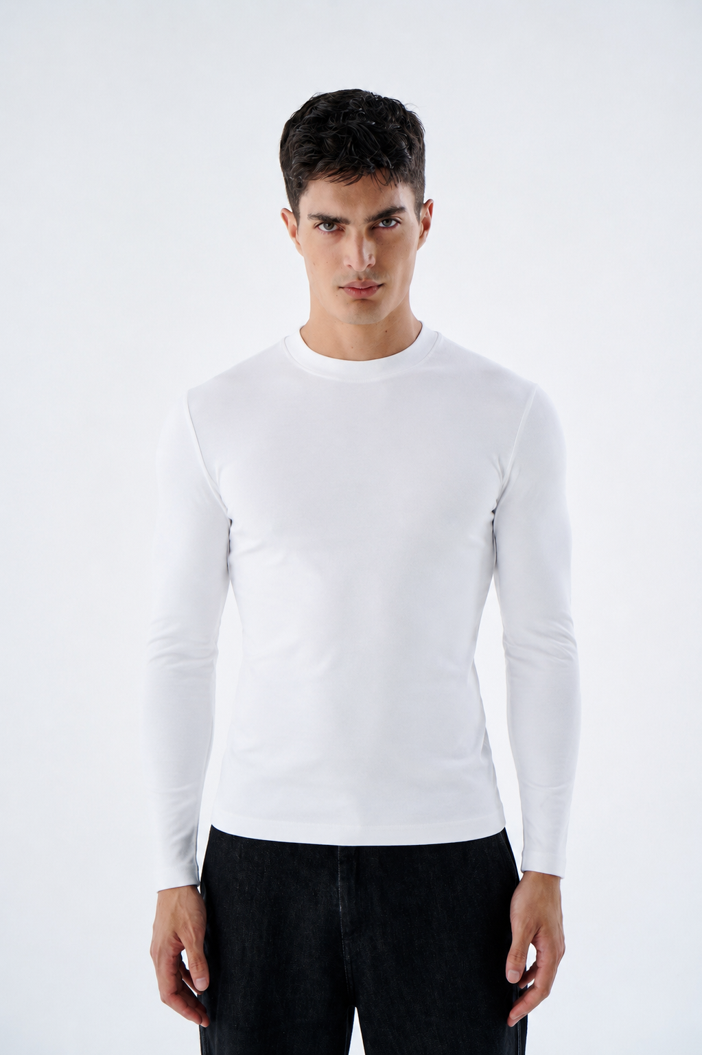 Herren Slim Fit Longsleeve aus Baumwollmix