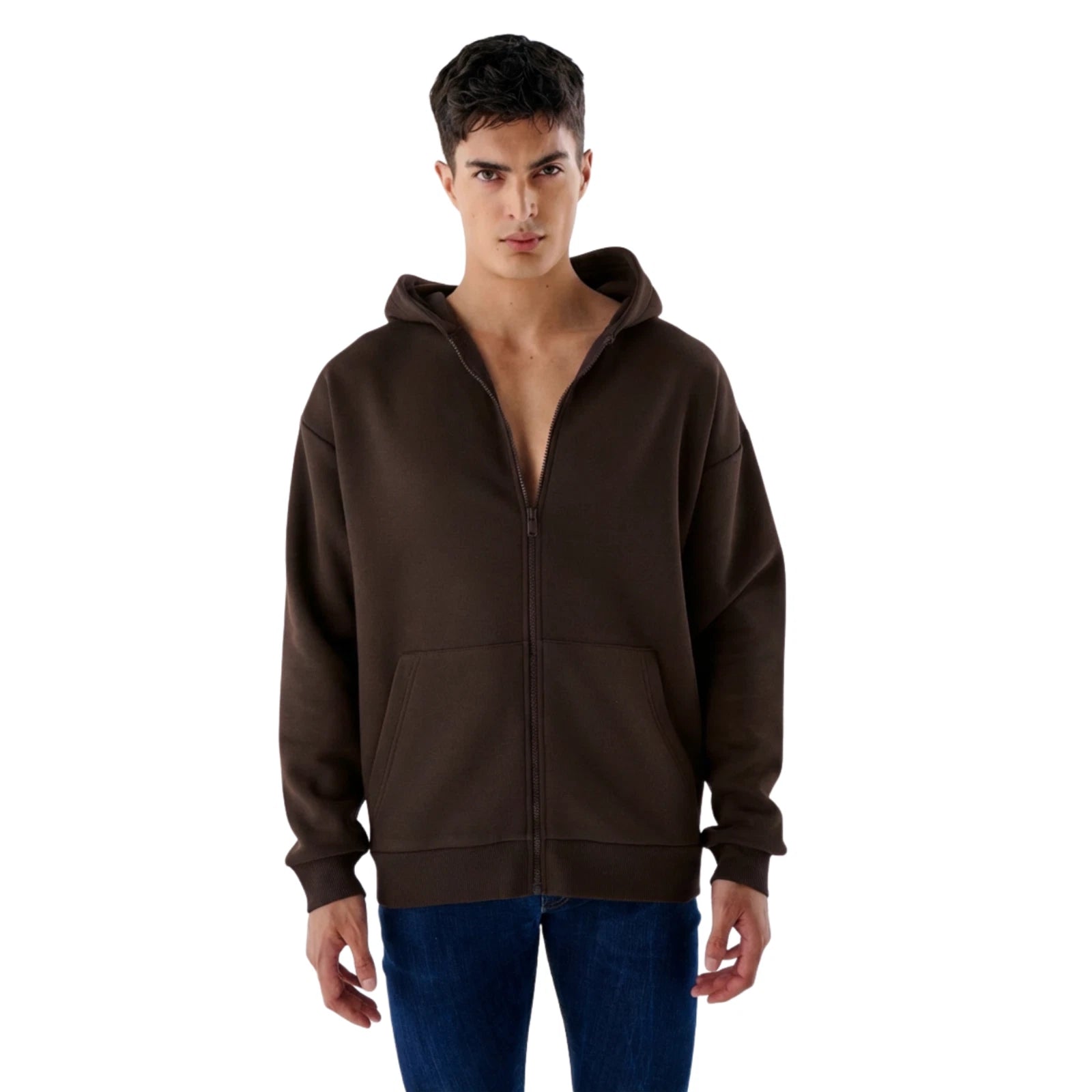 Herren Heavyweight Zip Hoodie mit Reißverschluss aus Baumwollmix