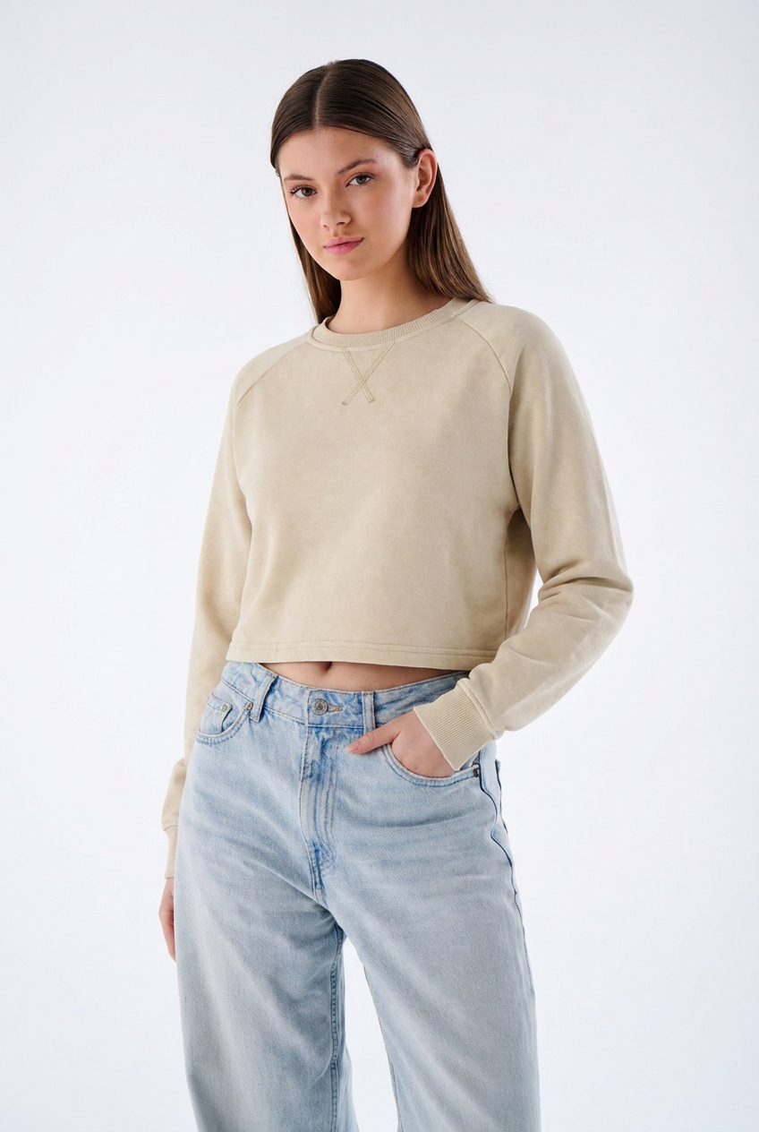 Damen Heavyweight Crop Sweatshirt aus Baumwollmix