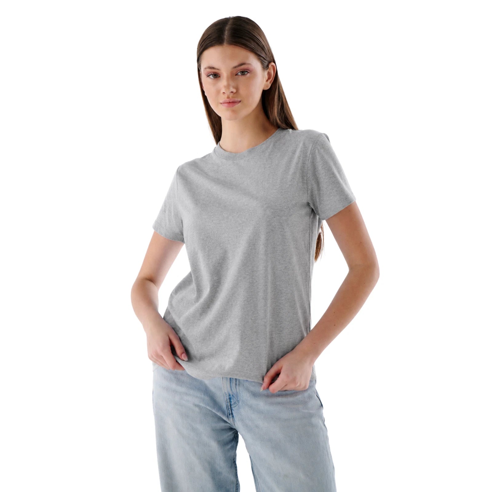 Damen Basic T-Shirt aus 100 % Jersey-Baumwolle mit Rundhals