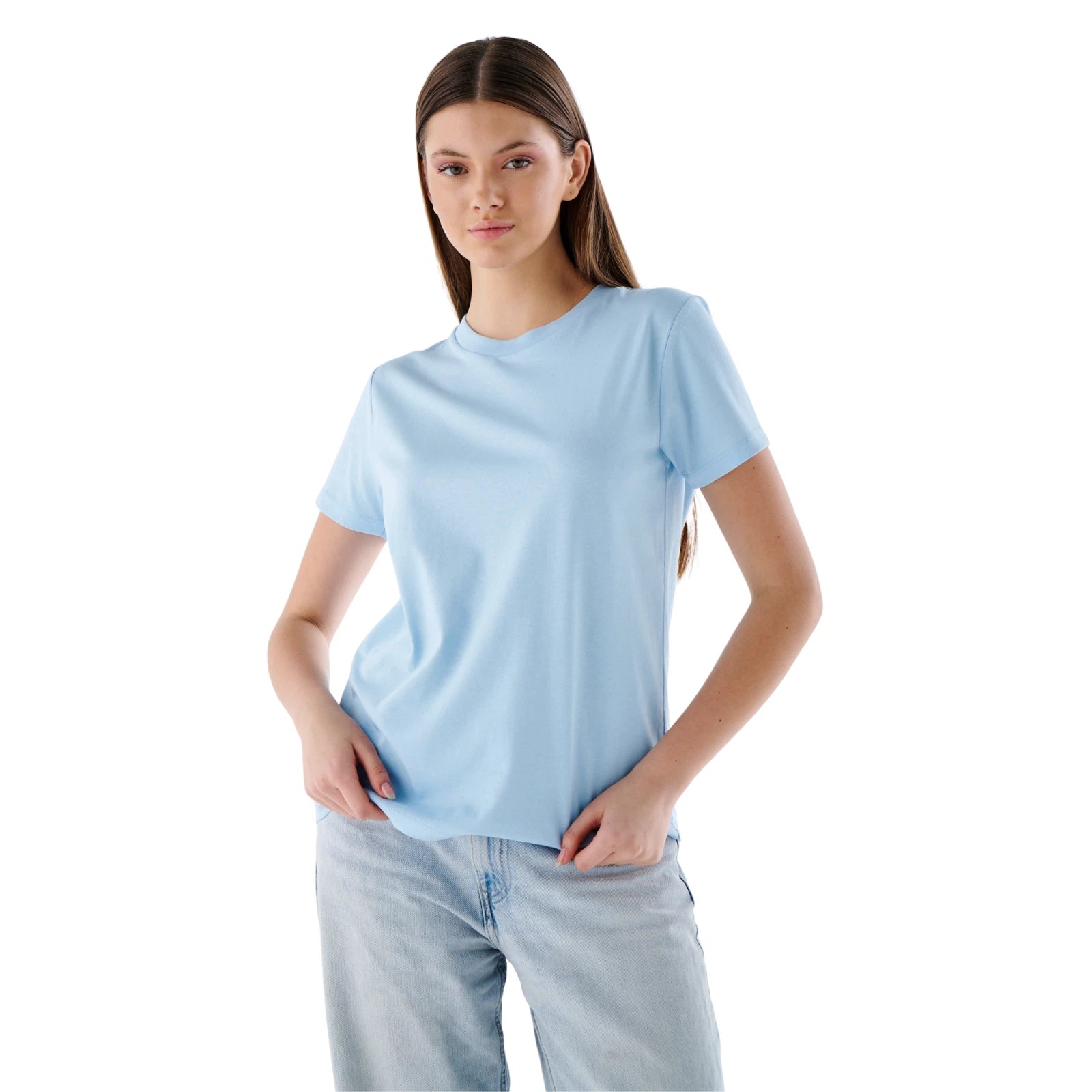 Damen Basic T-Shirt aus 100 % Jersey-Baumwolle mit Rundhals
