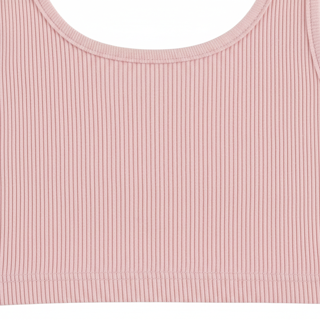 Damen Tank Top Pink – Rib Detailaufnahme