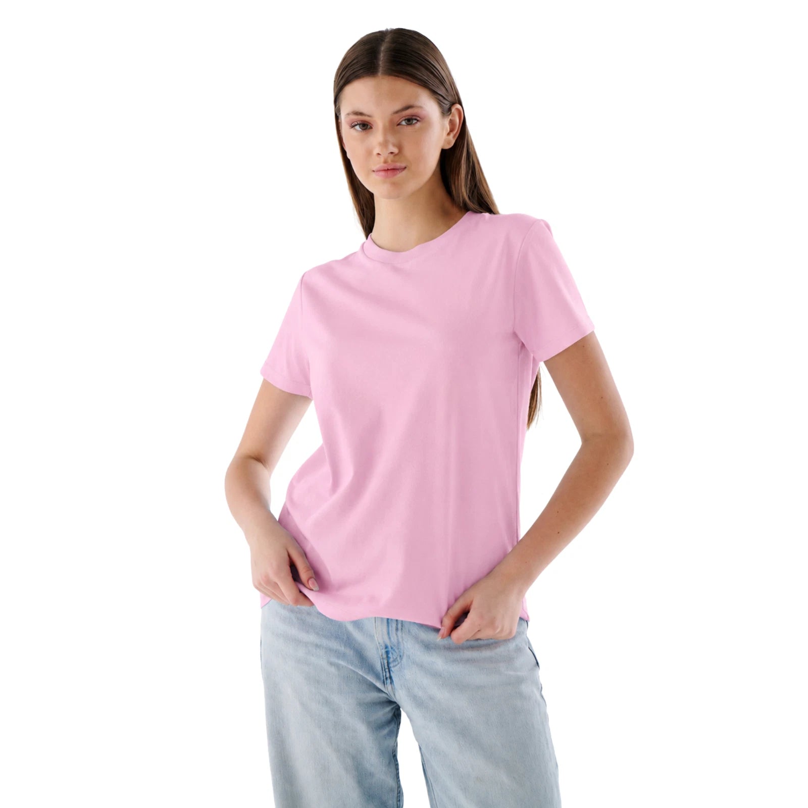 Damen Basic T-Shirt aus 100 % Jersey-Baumwolle mit Rundhals