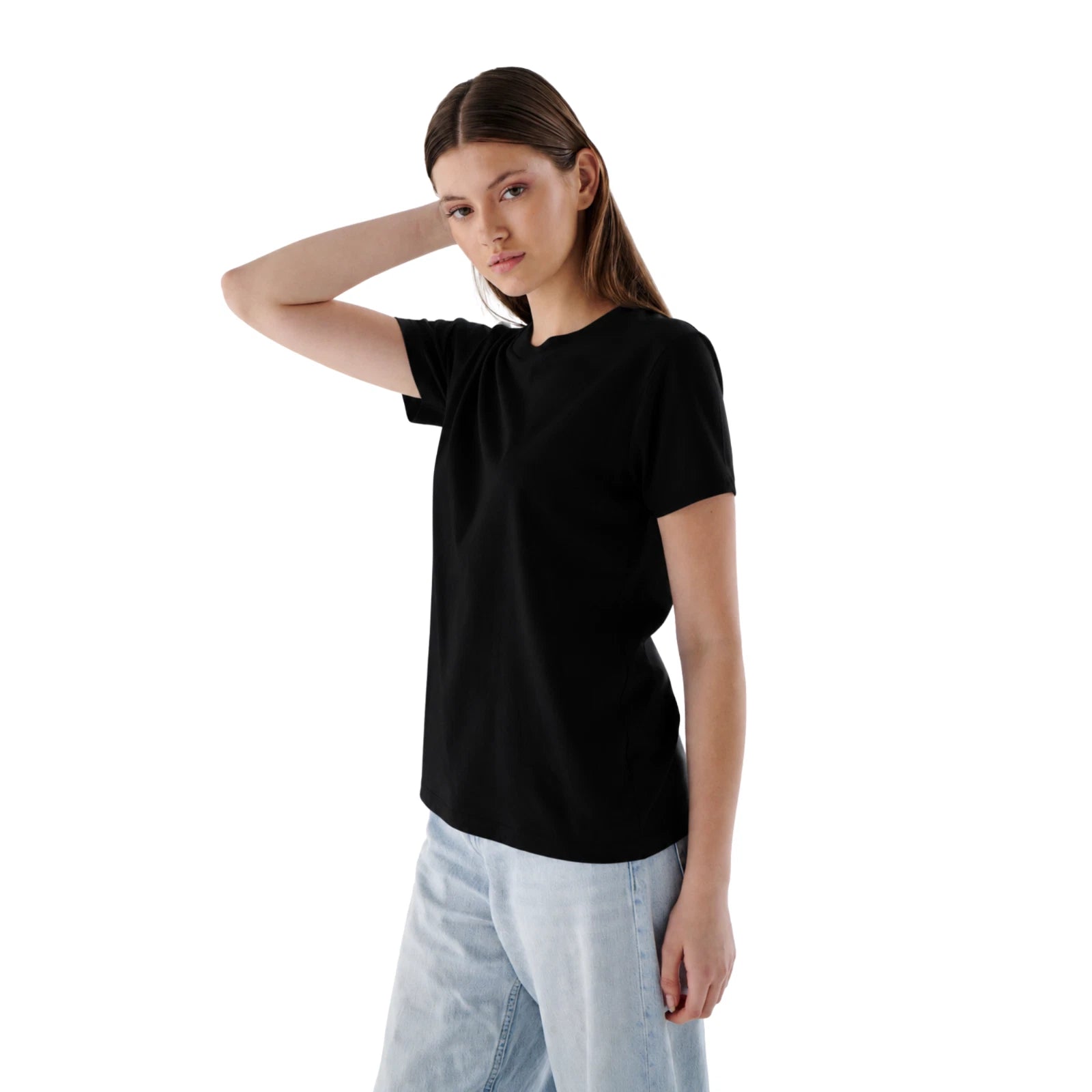 Damen Basic T-Shirt aus 100 % Jersey-Baumwolle mit Rundhals