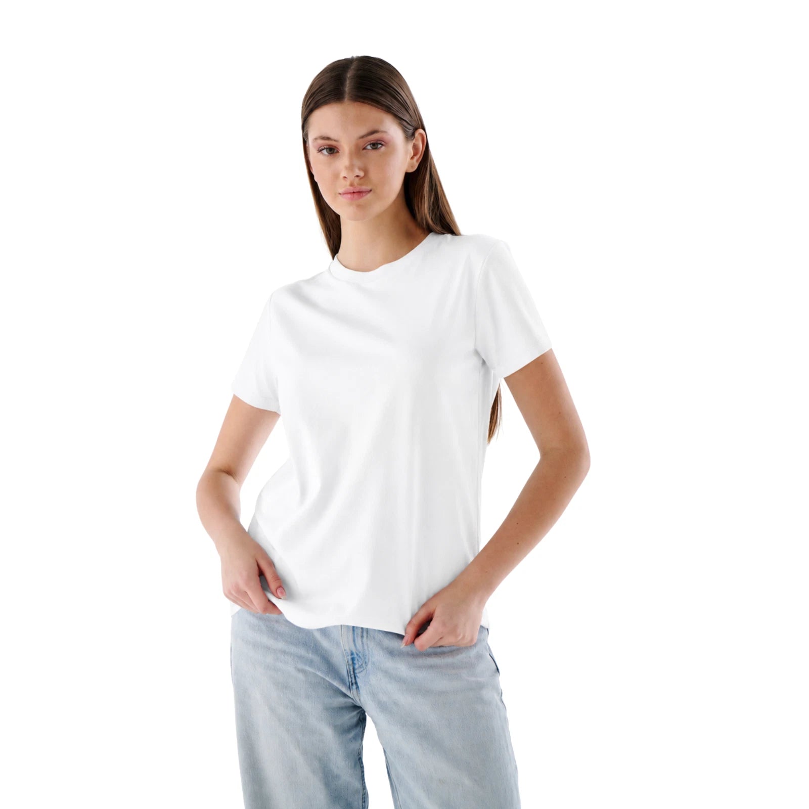 Damen Basic T-Shirt aus 100 % Jersey-Baumwolle mit Rundhals
