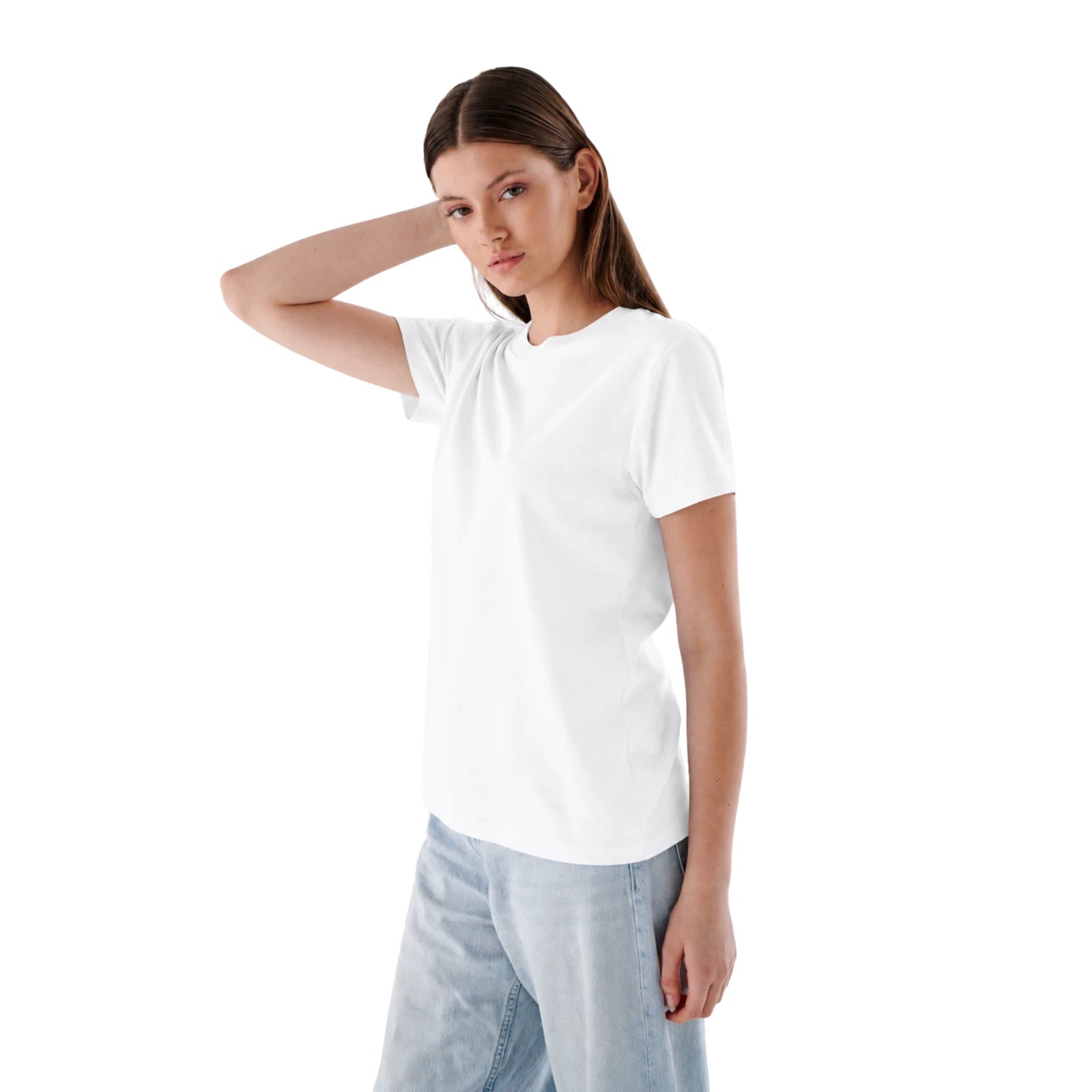 Damen Basic T-Shirt aus 100 % Jersey-Baumwolle mit Rundhals